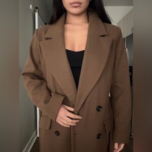 Classic Brown Double-Breasted Women's Coat
